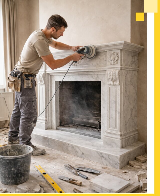 Изготовление и установка мраморных каминов в Ржеве под ключ