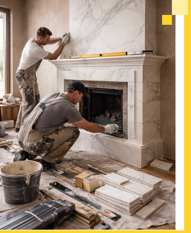 Отделка каминов в Ржеве качественные облицовочные работы