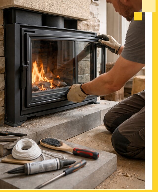 Производство, монтаж и доставка каминов со стеклом в Ржеве