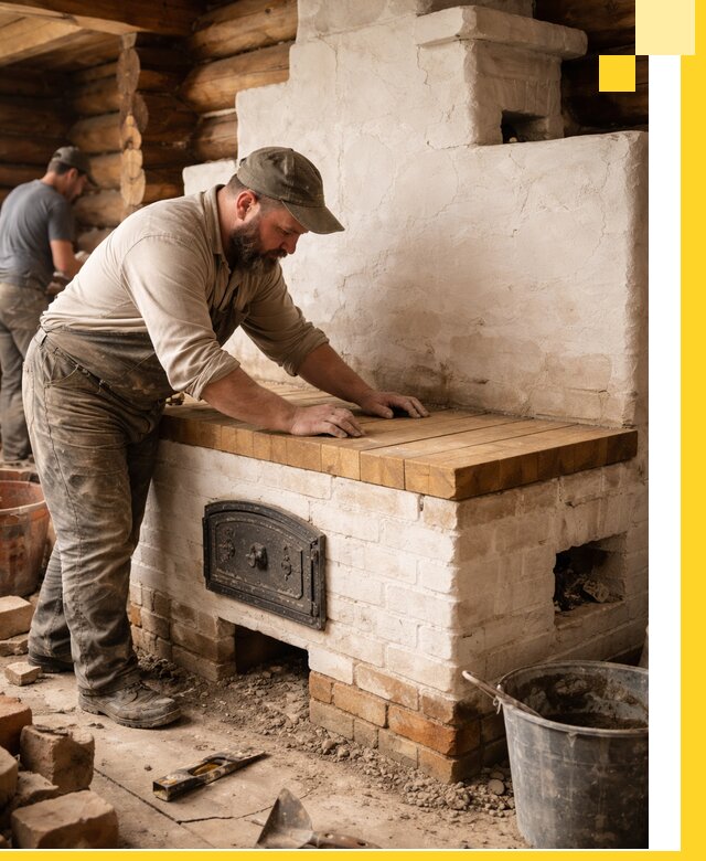 Проектирование и установка русской печи с лежанкой в Ржеве