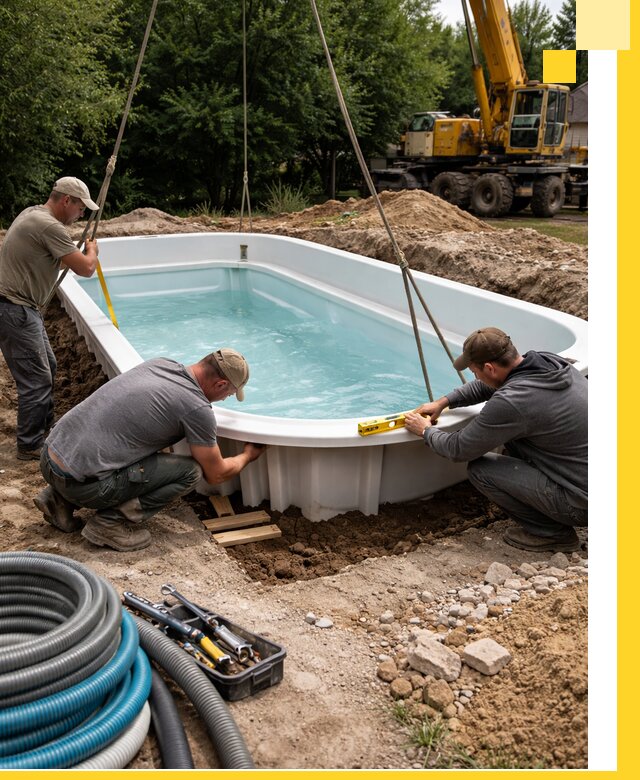 Установка и монтаж композитных бассейнов под ключ в Ржеве