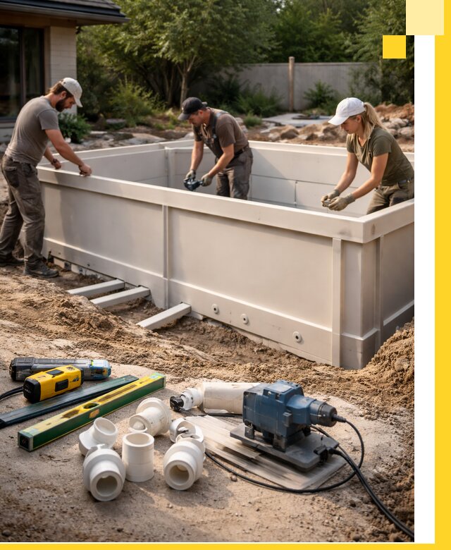 Установка полипропиленовых бассейнов под ключ в Ржеве