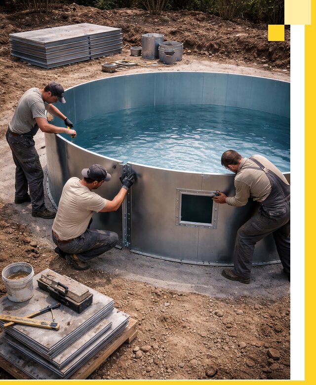 Круглые бассейны под ключ в Ржеве проектирование и монтаж