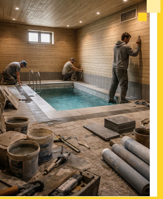 Строительство бани с бассейном и сауной под ключ в Ржеве