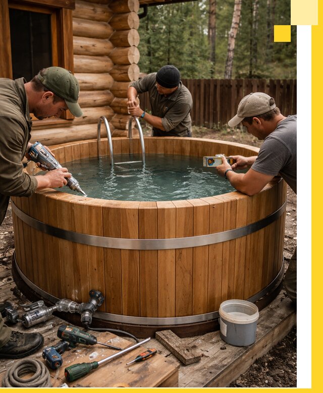 Строительство бань с купелью под ключ и отделкой в Ржеве