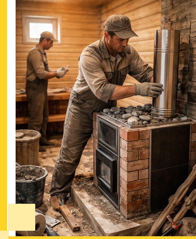 Монтаж печи в бане под ключ в Ржеве от 20558 р. | ЭриданРжв