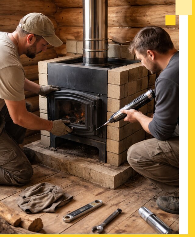 Монтаж и установка печи в бане под ключ с гарантией в Ржеве