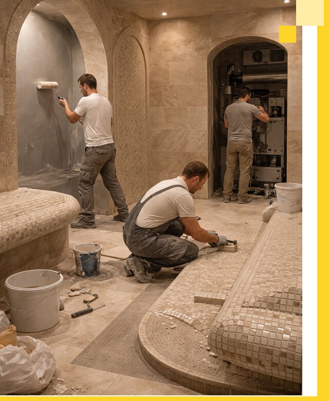 Строительство бани с хамамом и бассейном под ключ в Ржеве