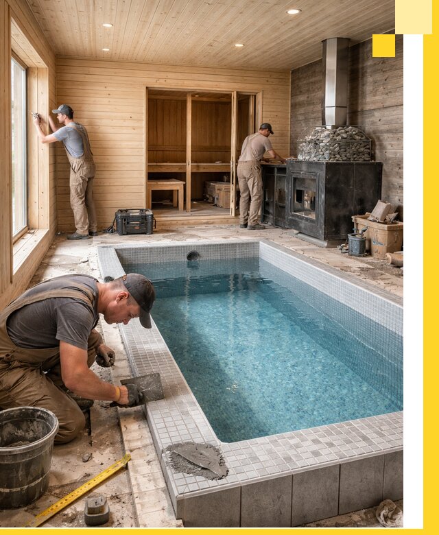 Проект бани с бассейном и сауной в Ржеве под ключ