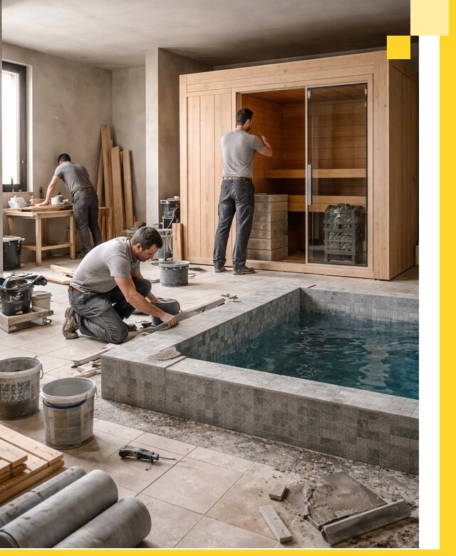 SPA зоны под ключ с бассейном сауной и печью в Ржеве